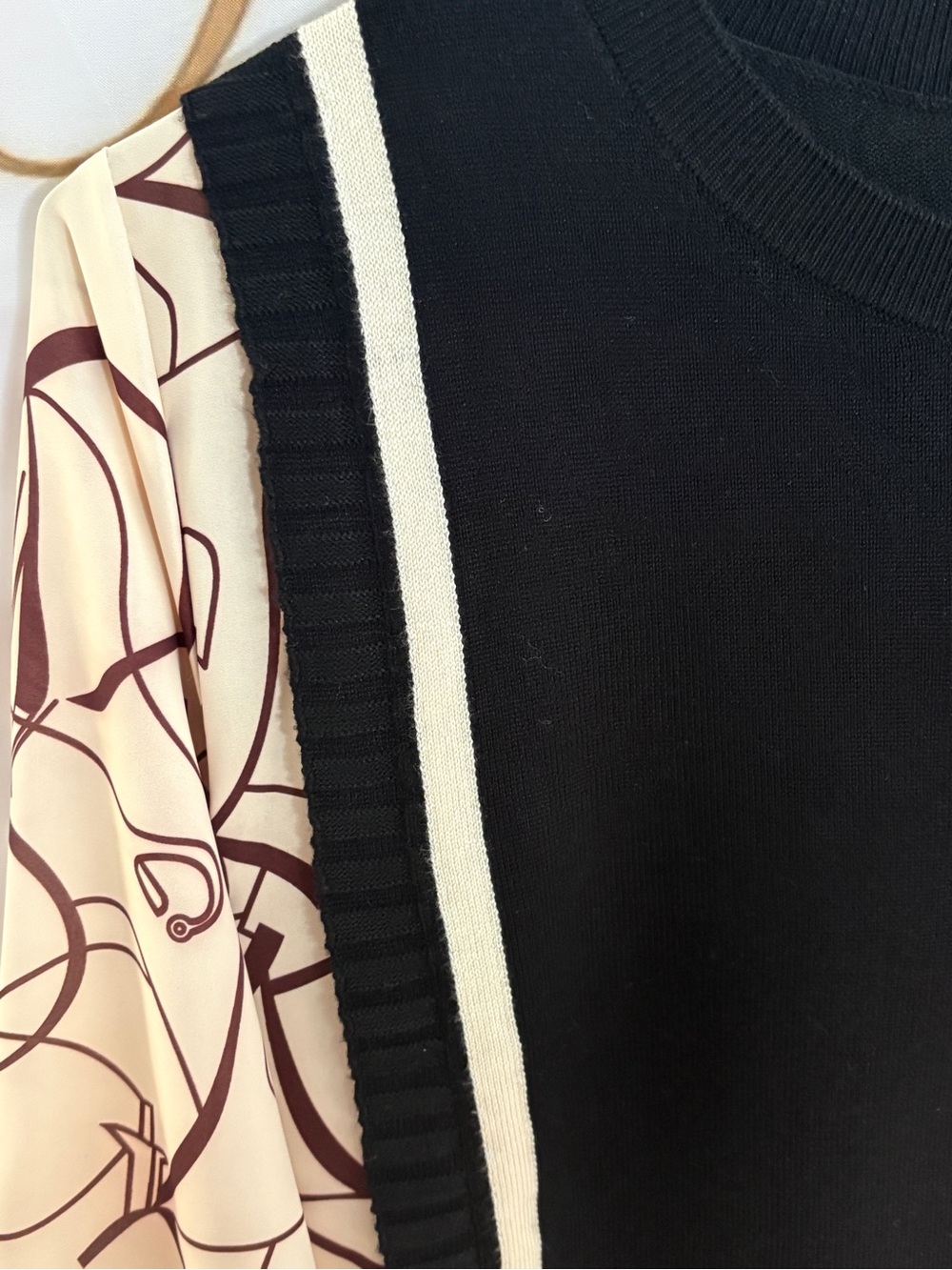 Sew In Love Black Pullover with Cream Graphic Balloon Sleeves - Picture 2 of 5